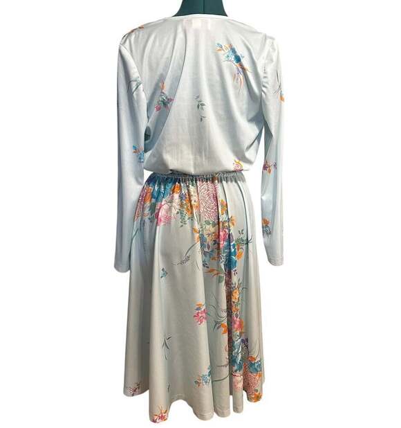 Vintage Kay Windsor Long Sleeve Floral Midi Dress Drape V Neck - Picture 3 of 13